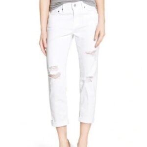 AG Ex-Boyfriend Slim White Distressed Jeans